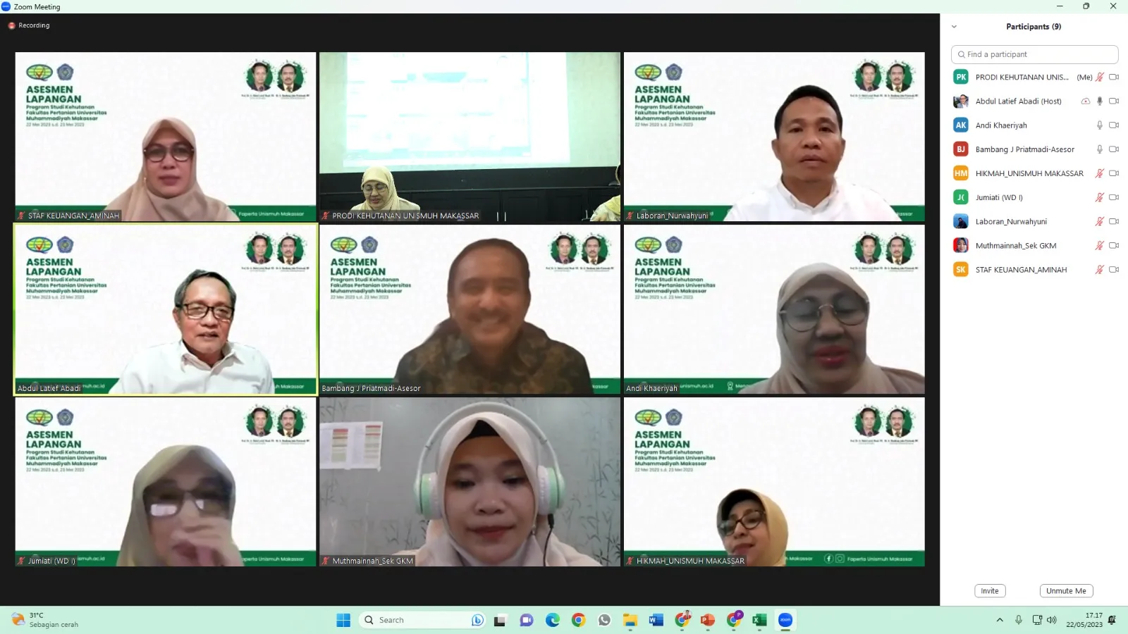 BAN PT Gelar Asesmen Lapangan Daring di Prodi Kehutanan Fakultas Pertanian Unismuh